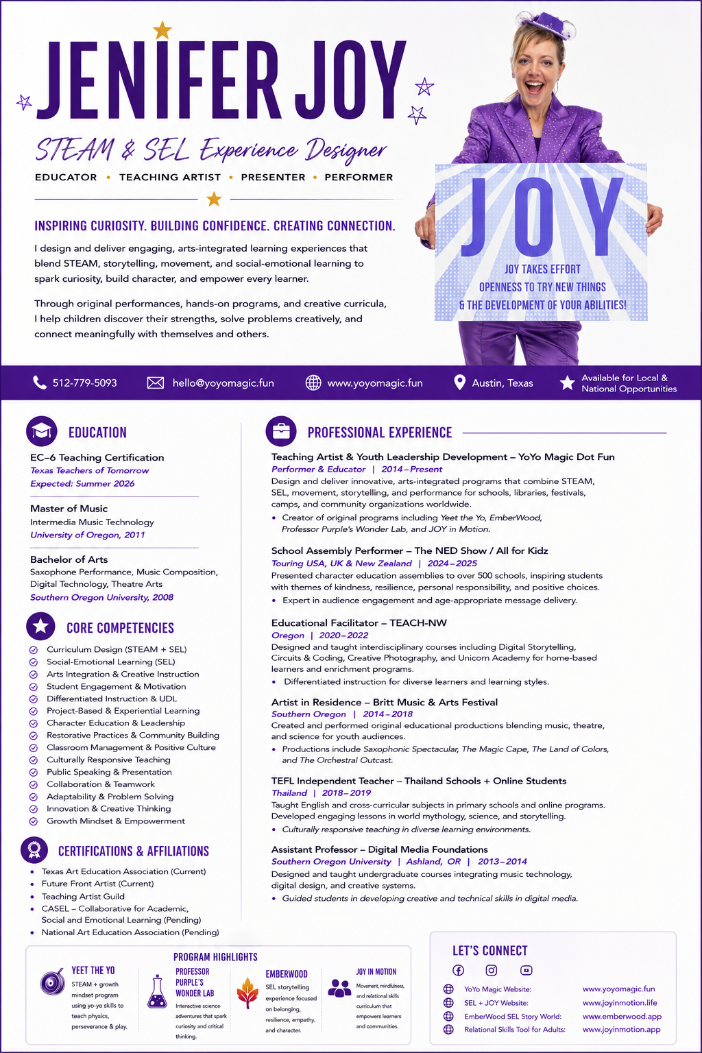 Jenifer Joy STEAM & SEL Resume preview