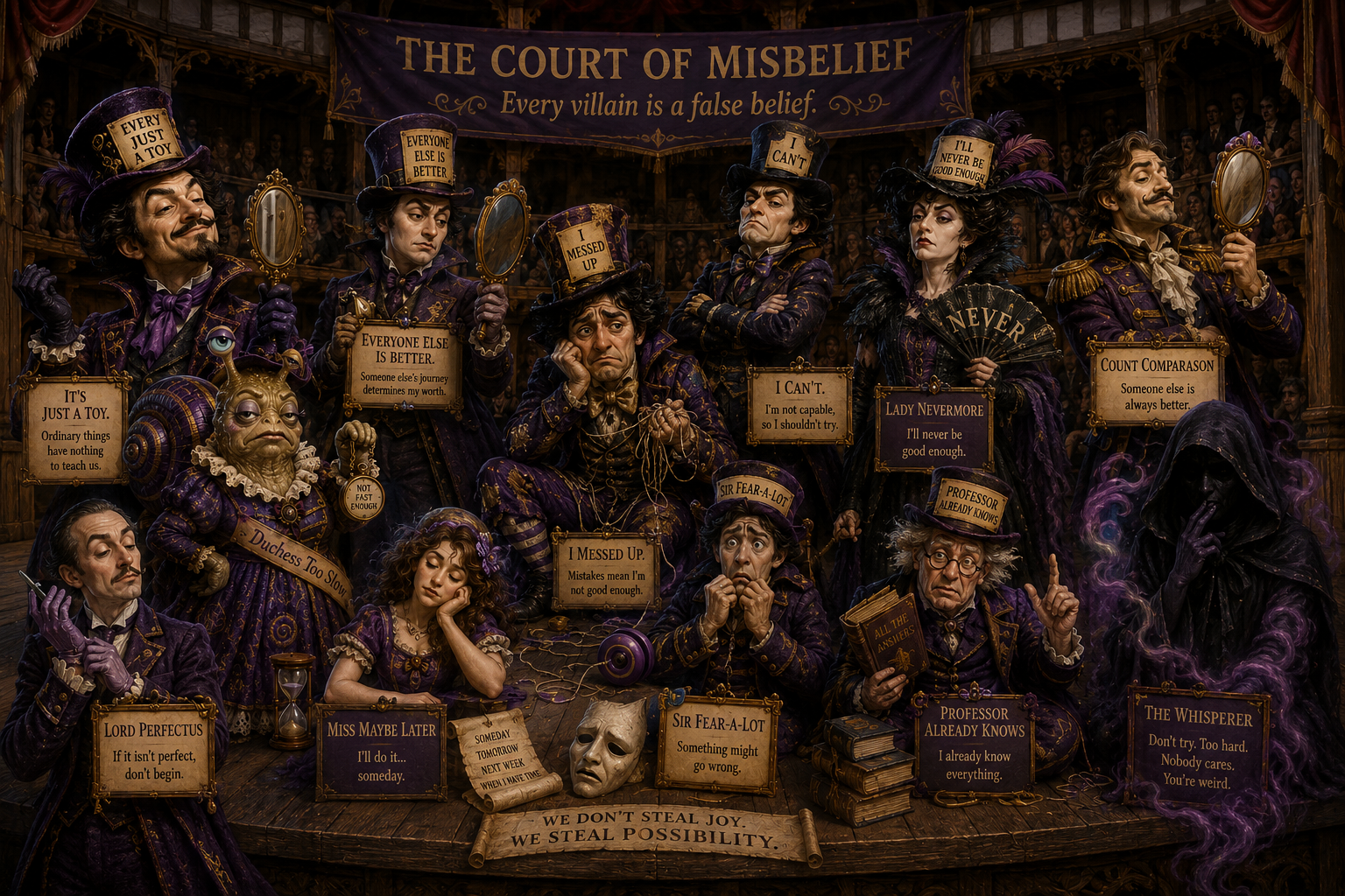 The Court of Misbelief cast image from The Merry Yo-Yo of Windsor